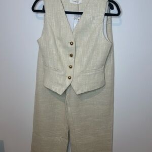 Elegant Cream Jumpsuit with Gold Accents